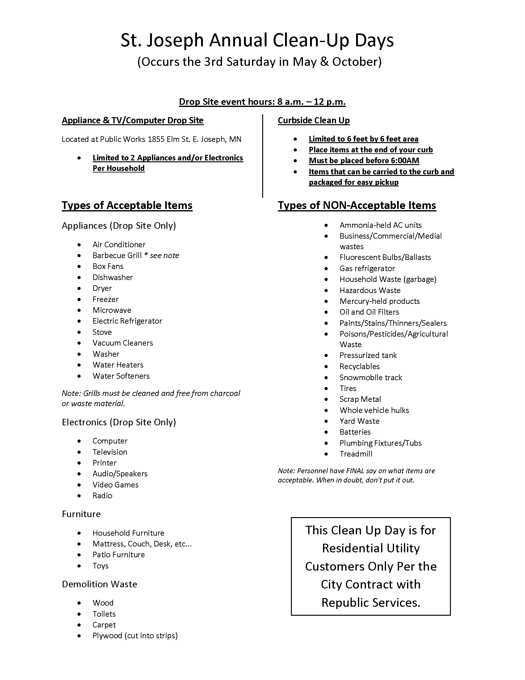 Annual Clean-up Handout